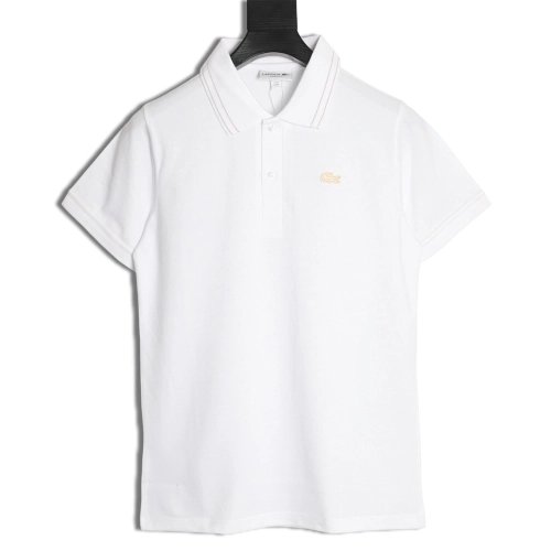 Lacoste gold-trimmed crocodile logo short-sleeved polo shirt,Lacoste