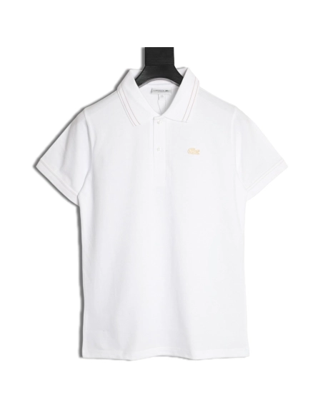 Lacoste gold-trimmed crocodile logo short-sleeved polo shirt,Lacoste
