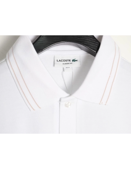 Lacoste gold-trimmed crocodile logo short-sleeved polo shirt,Lacoste
