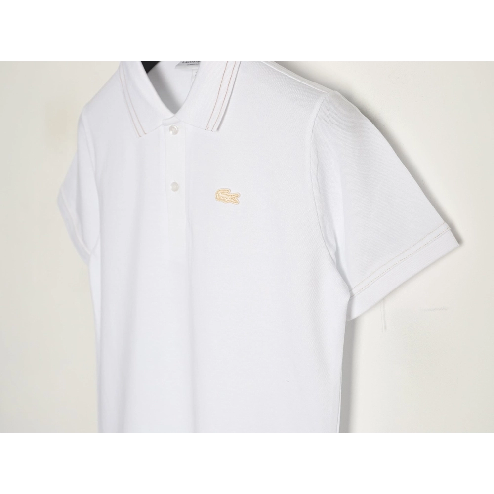 Lacoste gold-trimmed crocodile logo short-sleeved polo shirt,Lacoste