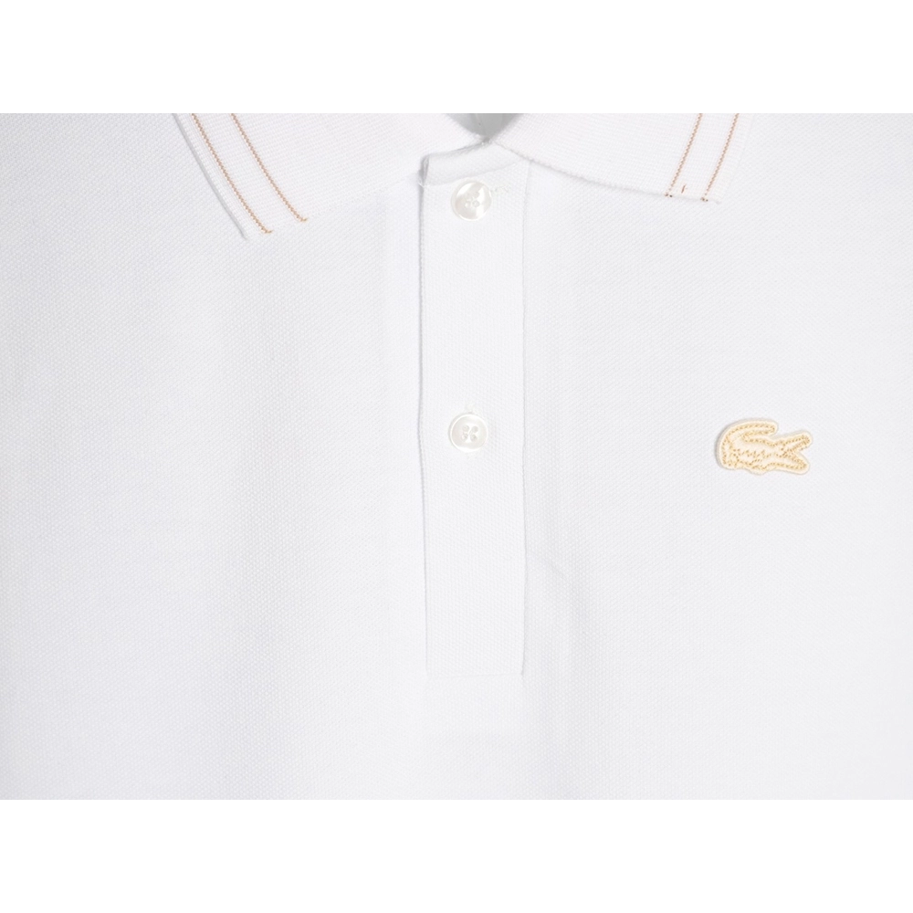 Lacoste gold-trimmed crocodile logo short-sleeved polo shirt,Lacoste