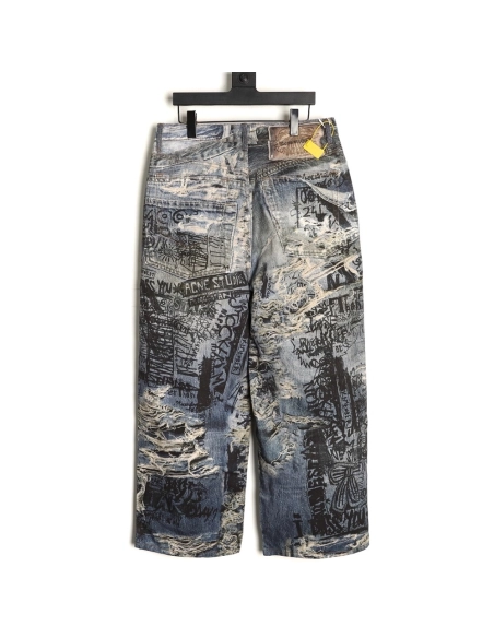 Acne Studios Loose-fitting Ripped Graffiti Print Jeans,Acne Studios