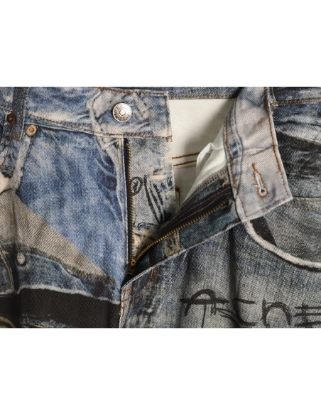 Acne Studios Loose-fitting Ripped Graffiti Print Jeans,Acne Studios