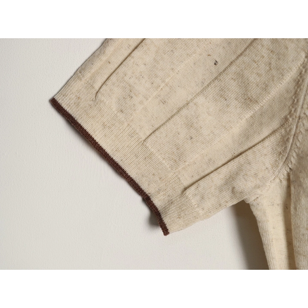 Brunello Cucinelli Button Ribbed Henley Collar Knit Short Sleeve T-Shirt,Brunello Cucinelli