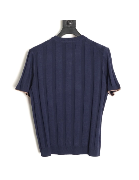 Brunello Cucinelli Button Ribbed Henley Collar Knit Short Sleeve T-Shirt TSK1,Brunello Cucinelli