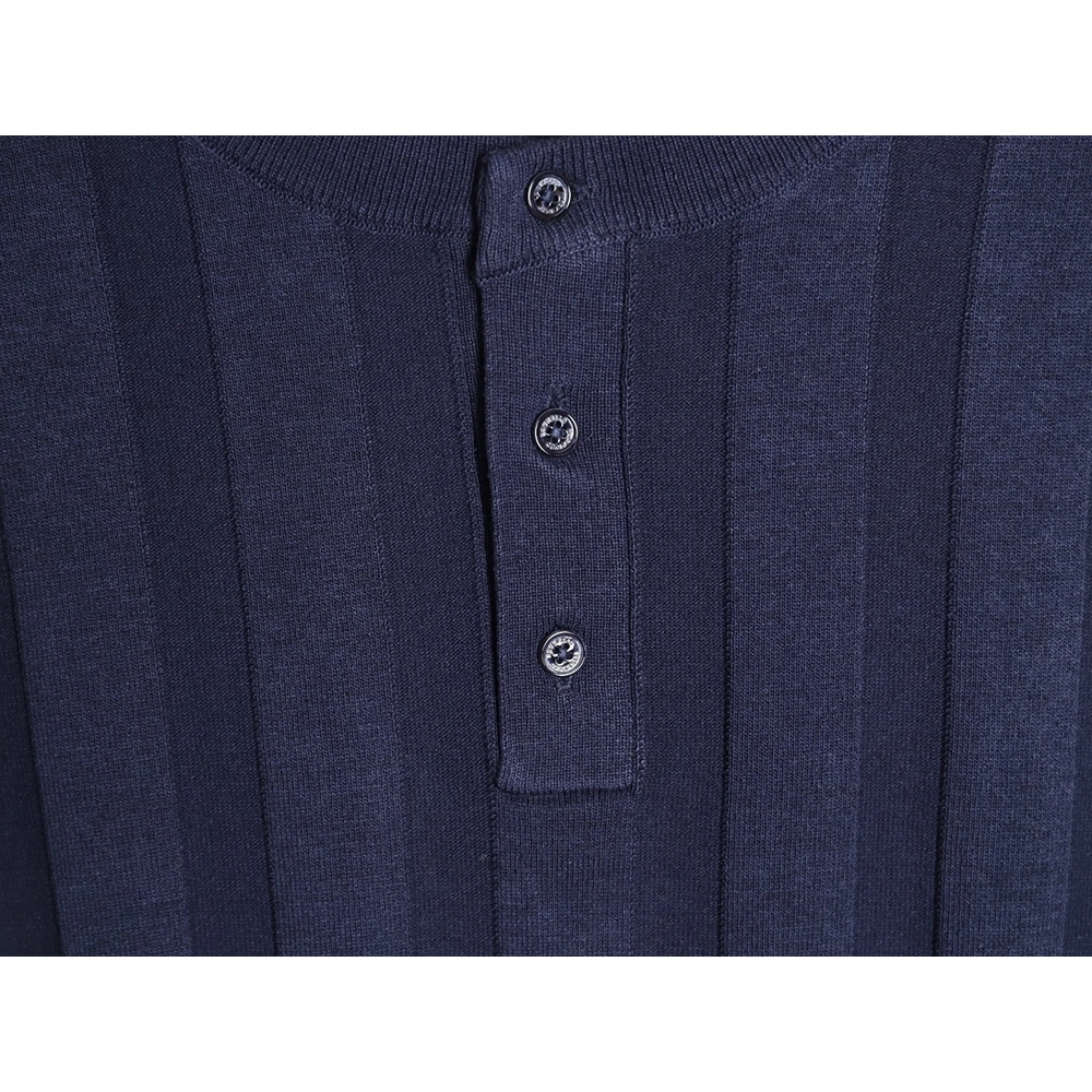 Brunello Cucinelli Button Ribbed Henley Collar Knit Short Sleeve T-Shirt TSK1,Brunello Cucinelli