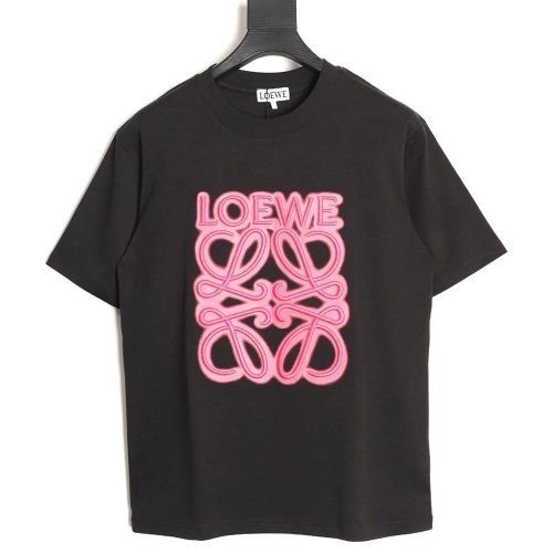 Loewe Neon-Embroidered Fluorescent Pink Short-Sleeve T-Shirt TSK1,Loewe