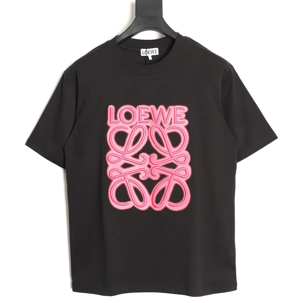 Loewe Neon-Embroidered Fluorescent Pink Short-Sleeve T-Shirt TSK1,Loewe