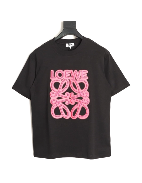 Loewe Neon-Embroidered Fluorescent Pink Short-Sleeve T-Shirt TSK1,Loewe