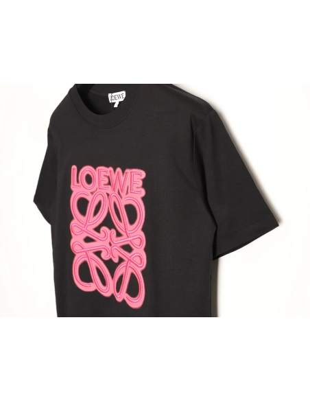 Loewe Neon-Embroidered Fluorescent Pink Short-Sleeve T-Shirt TSK1,Loewe
