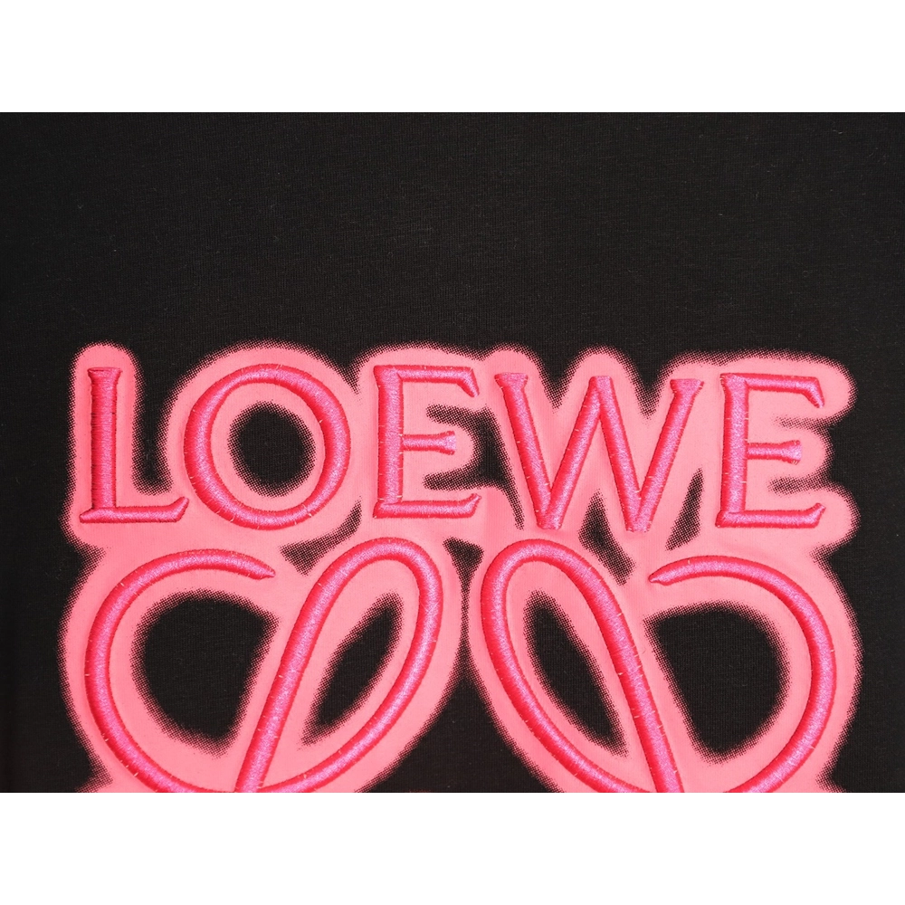 Loewe Neon-Embroidered Fluorescent Pink Short-Sleeve T-Shirt TSK1,Loewe