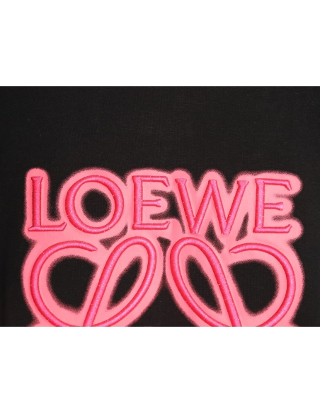 Loewe Neon-Embroidered Fluorescent Pink Short-Sleeve T-Shirt TSK1,Loewe