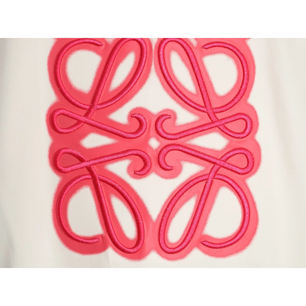 Loewe Neon-Embroidered Fluorescent Pink Short-Sleeve T-Shirt,Loewe