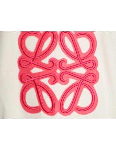 Loewe Neon-Embroidered Fluorescent Pink Short-Sleeve T-Shirt,Loewe