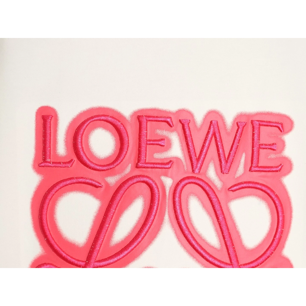 Loewe Neon-Embroidered Fluorescent Pink Short-Sleeve T-Shirt,Loewe