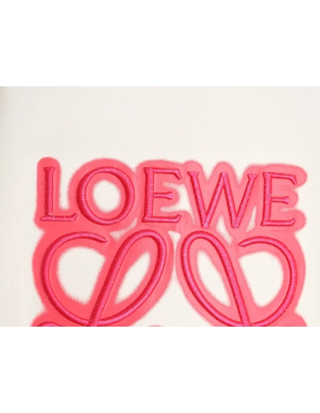 Loewe Neon-Embroidered Fluorescent Pink Short-Sleeve T-Shirt,Loewe