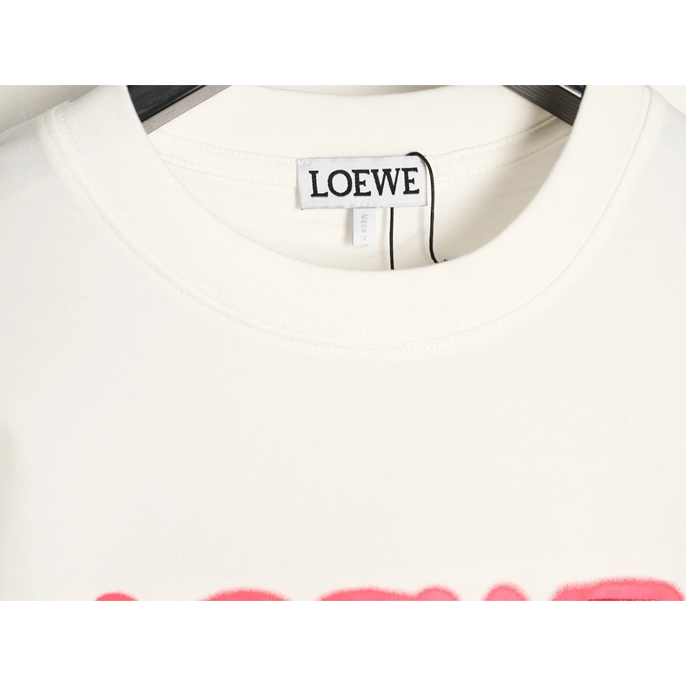 Loewe Neon-Embroidered Fluorescent Pink Short-Sleeve T-Shirt,Loewe