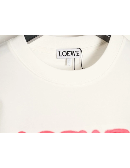 Loewe Neon-Embroidered Fluorescent Pink Short-Sleeve T-Shirt,Loewe