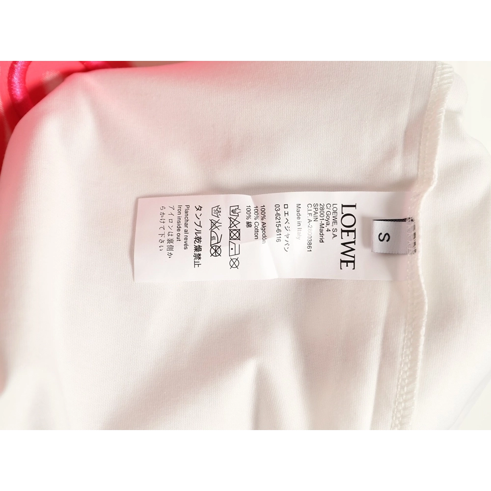 Loewe Neon-Embroidered Fluorescent Pink Short-Sleeve T-Shirt,Loewe