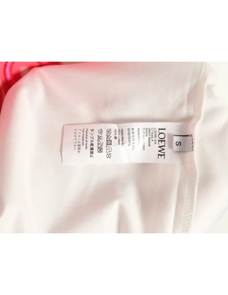Loewe Neon-Embroidered Fluorescent Pink Short-Sleeve T-Shirt,Loewe