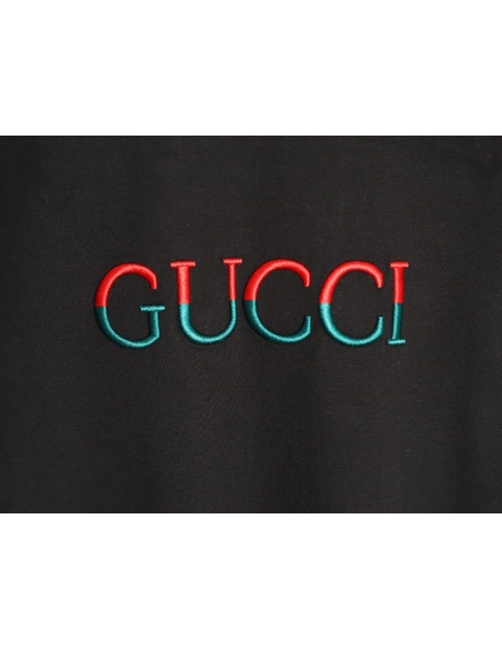 Gucci red and green patchwork embroidered letter short-sleeved T-shirt,Gucci