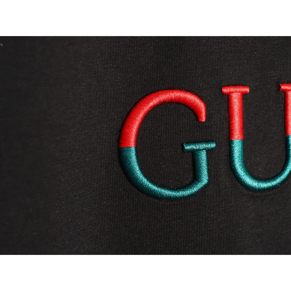 Gucci red and green patchwork embroidered letter short-sleeved T-shirt,Gucci