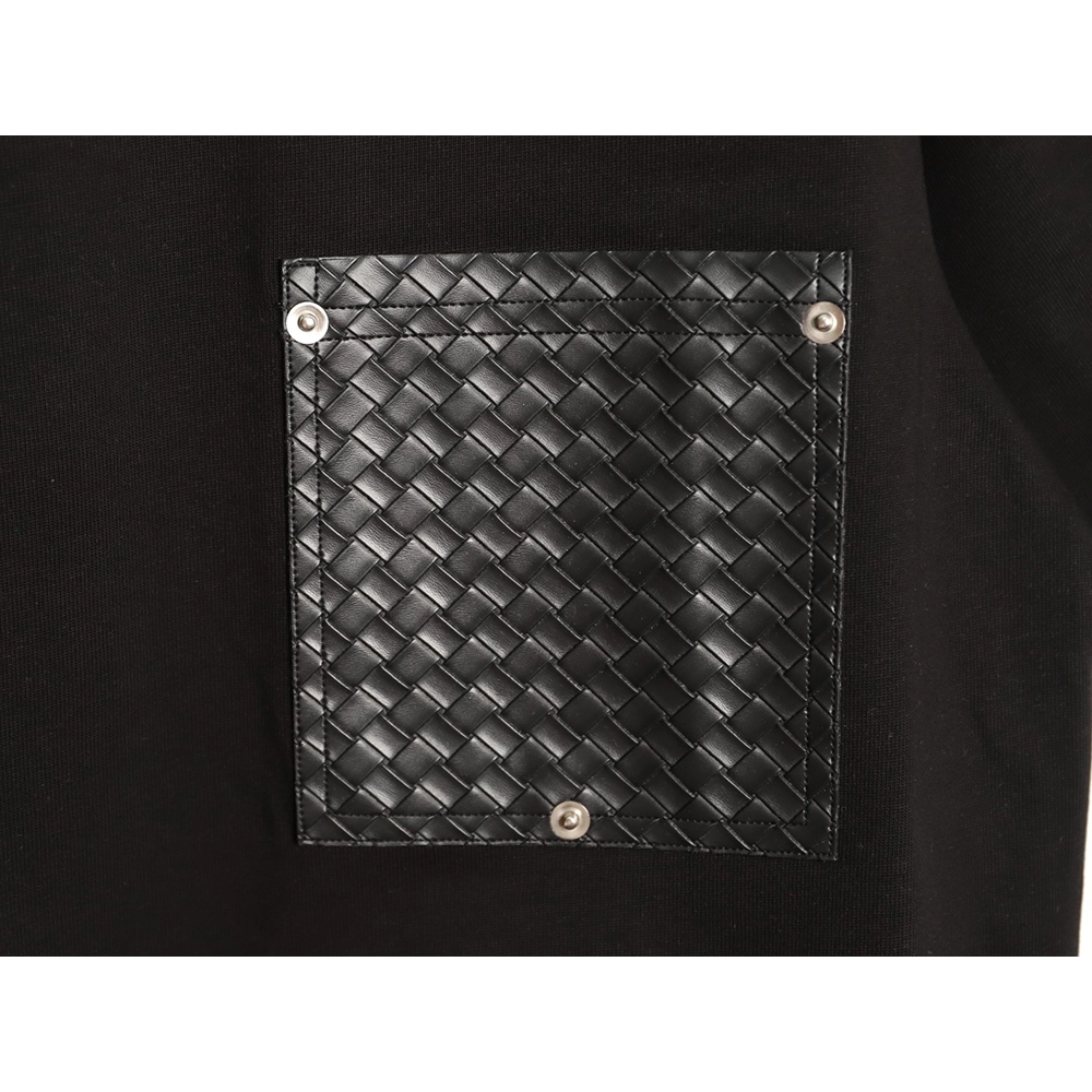 Bottega Veneta Woven Square Leather Rivet Pocket Short-Sleeve T-Shirt TSK1,Bottega Veneta