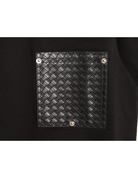 Bottega Veneta Woven Square Leather Rivet Pocket Short-Sleeve T-Shirt TSK1,Bottega Veneta