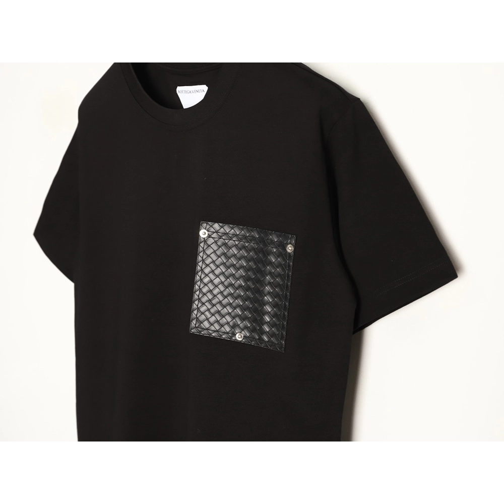 Bottega Veneta Woven Square Leather Rivet Pocket Short-Sleeve T-Shirt TSK1,Bottega Veneta