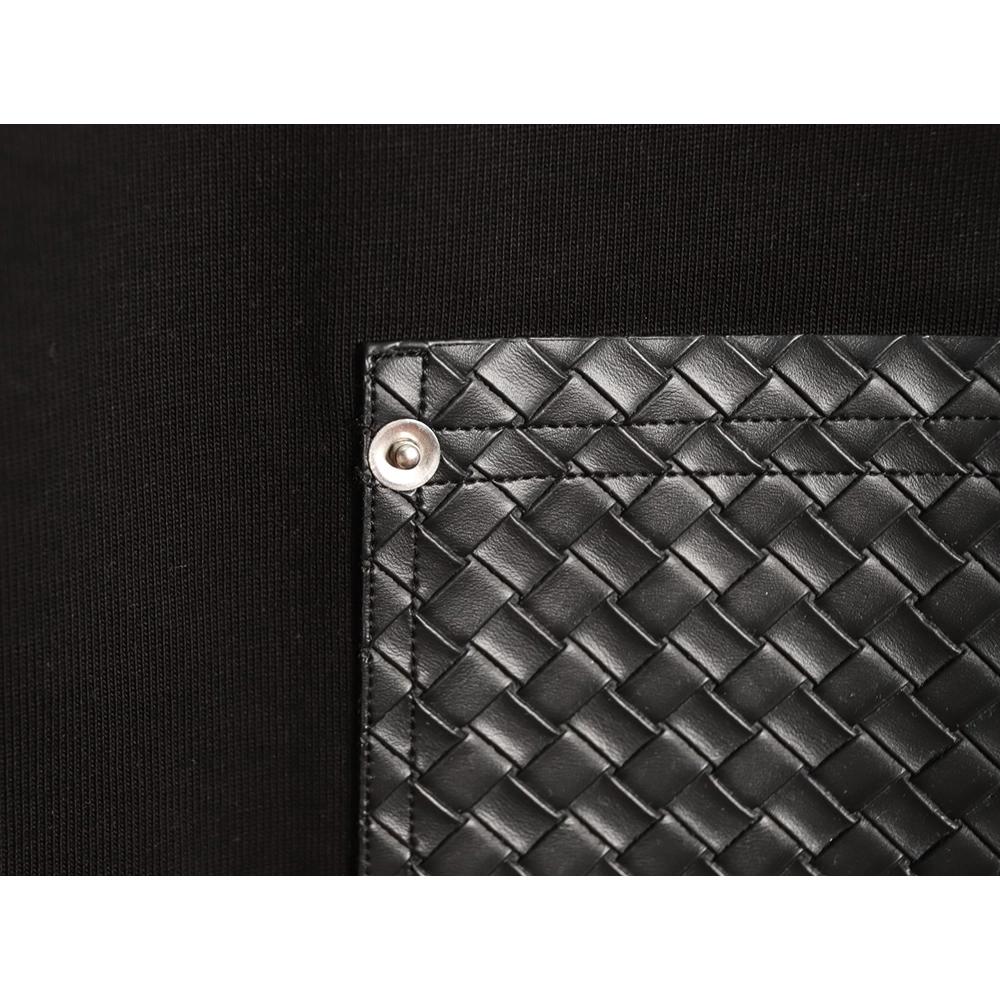 Bottega Veneta Woven Square Leather Rivet Pocket Short-Sleeve T-Shirt TSK1,Bottega Veneta