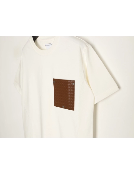 Bottega Veneta Woven Square Leather Rivet Pocket Short-Sleeve T-Shirt,Bottega Veneta