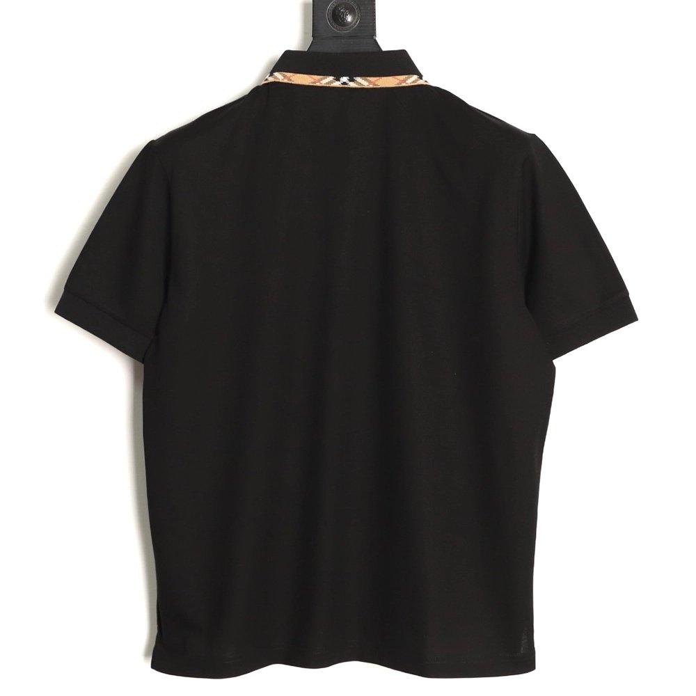 Burberry plaid patchwork collar beaded fabric short-sleeved polo shirt TSK2,Burberry