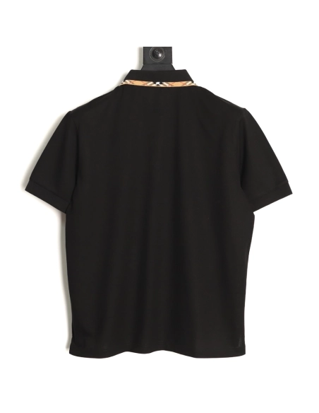 Burberry plaid patchwork collar beaded fabric short-sleeved polo shirt TSK2,Burberry