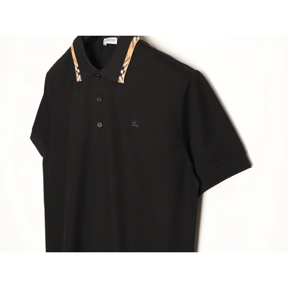 Burberry plaid patchwork collar beaded fabric short-sleeved polo shirt TSK2,Burberry