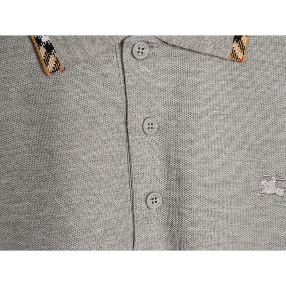 Burberry plaid patchwork collar beaded fabric short-sleeved polo shirt TSK1,Burberry