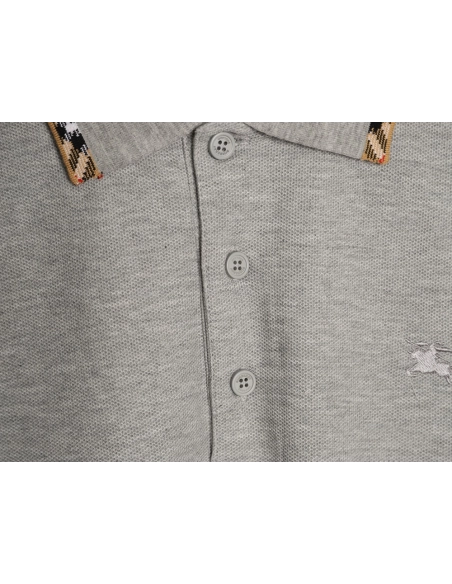Burberry plaid patchwork collar beaded fabric short-sleeved polo shirt TSK1,Burberry