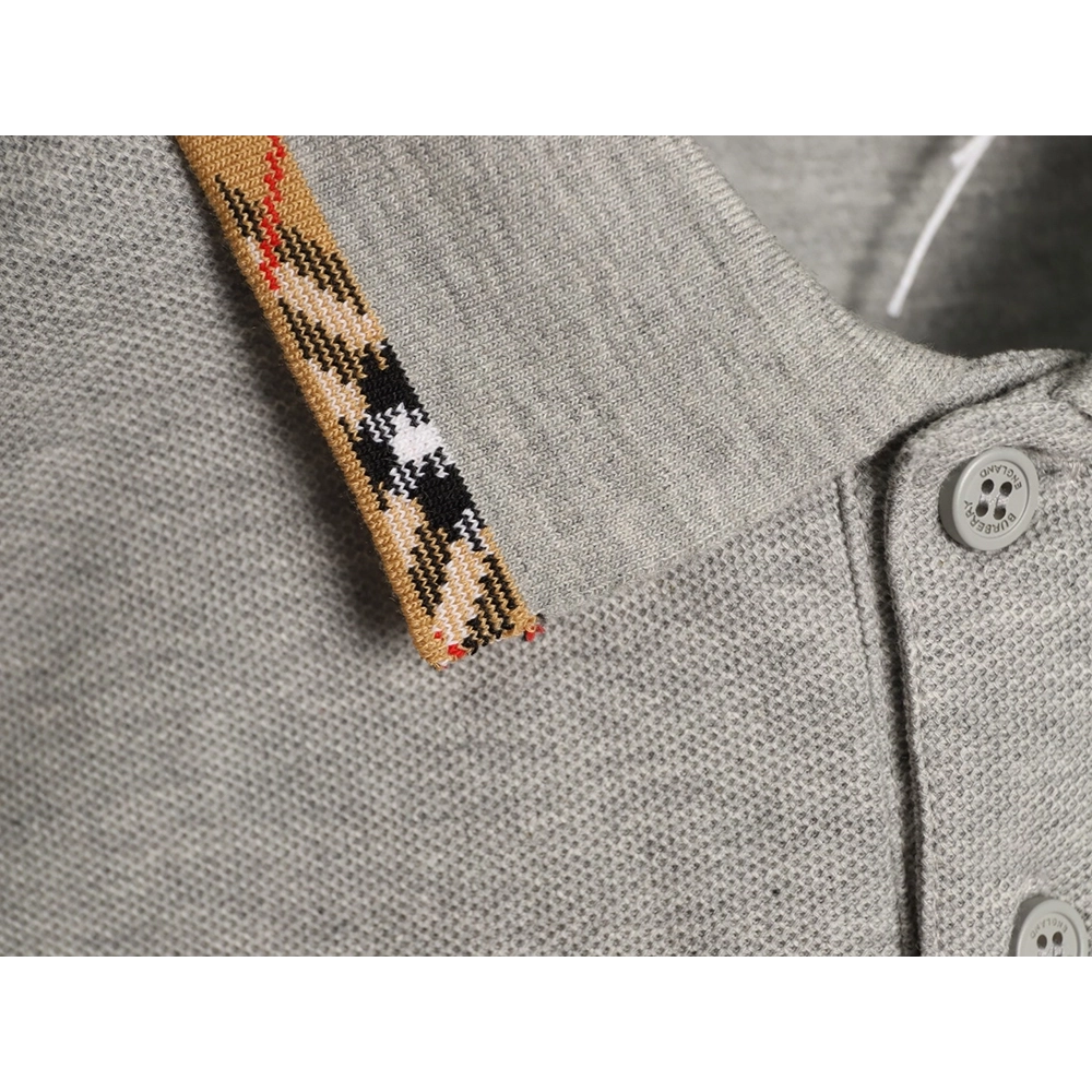 Burberry plaid patchwork collar beaded fabric short-sleeved polo shirt TSK1,Burberry