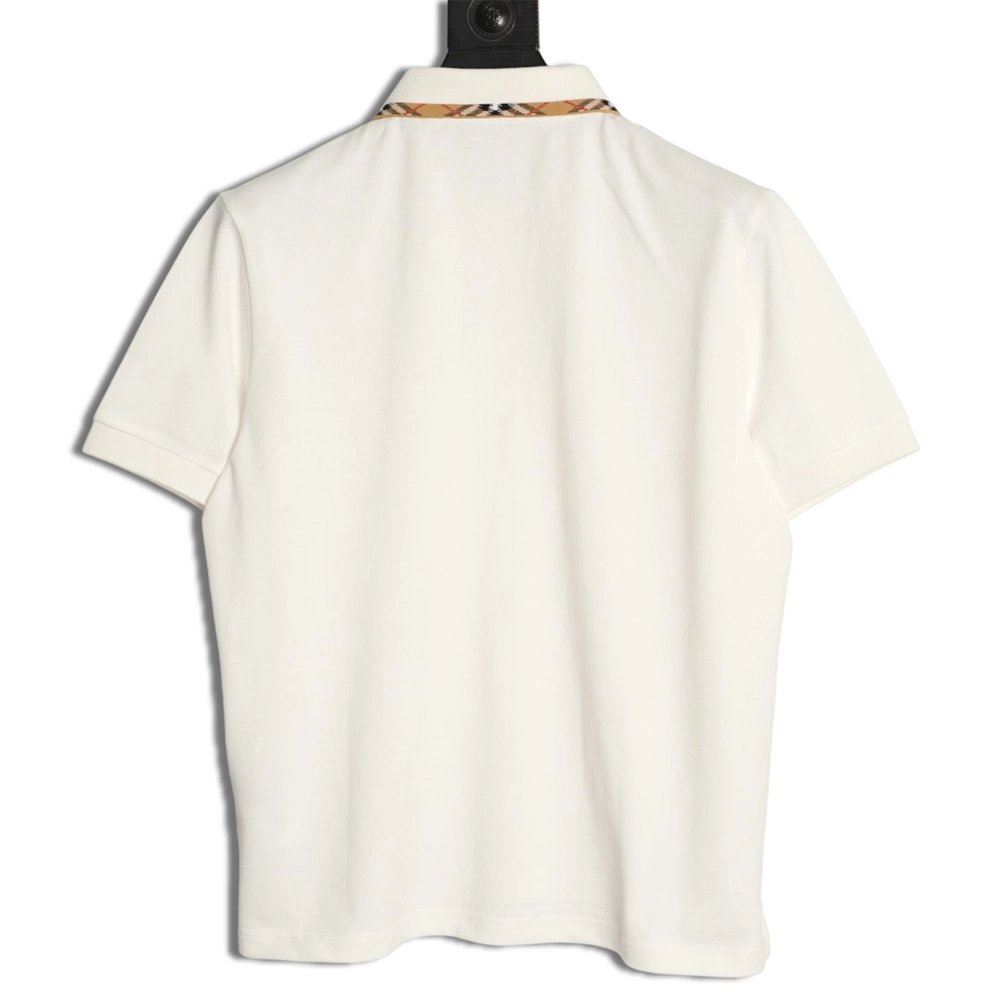 Burberry plaid patchwork collar beaded fabric short-sleeved polo shirt,Burberry