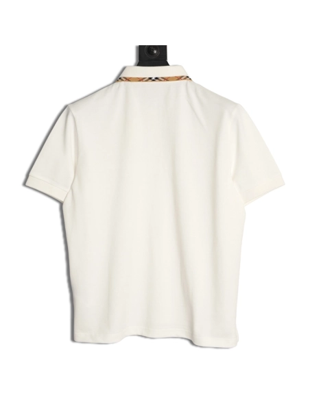 Burberry plaid patchwork collar beaded fabric short-sleeved polo shirt,Burberry