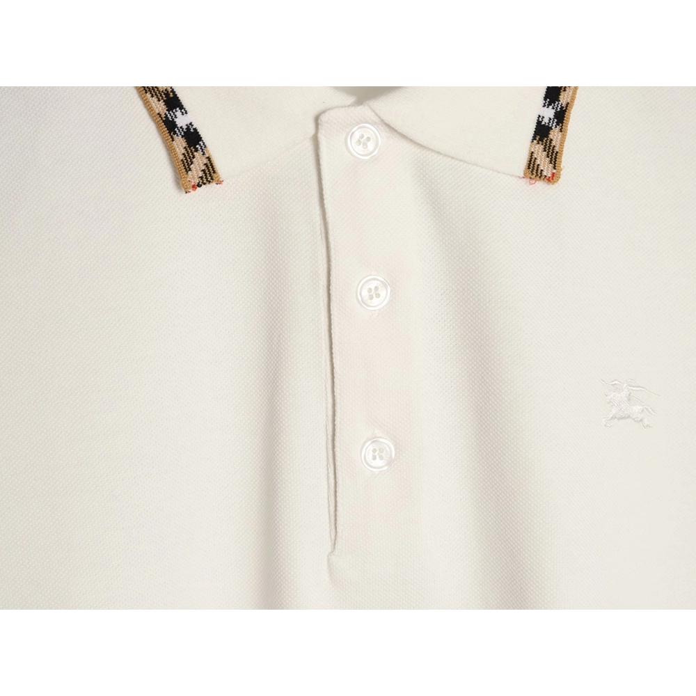 Burberry plaid patchwork collar beaded fabric short-sleeved polo shirt,Burberry