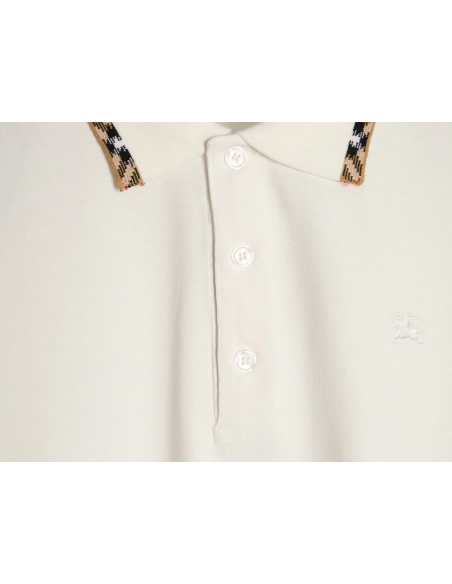 Burberry plaid patchwork collar beaded fabric short-sleeved polo shirt,Burberry