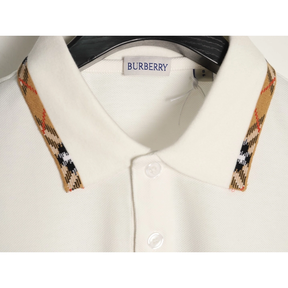 Burberry plaid patchwork collar beaded fabric short-sleeved polo shirt,Burberry