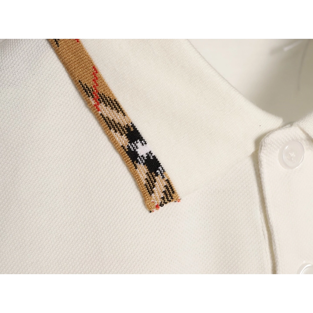 Burberry plaid patchwork collar beaded fabric short-sleeved polo shirt,Burberry
