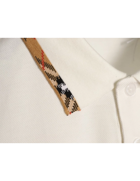 Burberry plaid patchwork collar beaded fabric short-sleeved polo shirt,Burberry