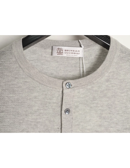 Brunello Cucinelli Henley Collar Knit Short Sleeve T-Shirt TSK1,Brunello Cucinelli
