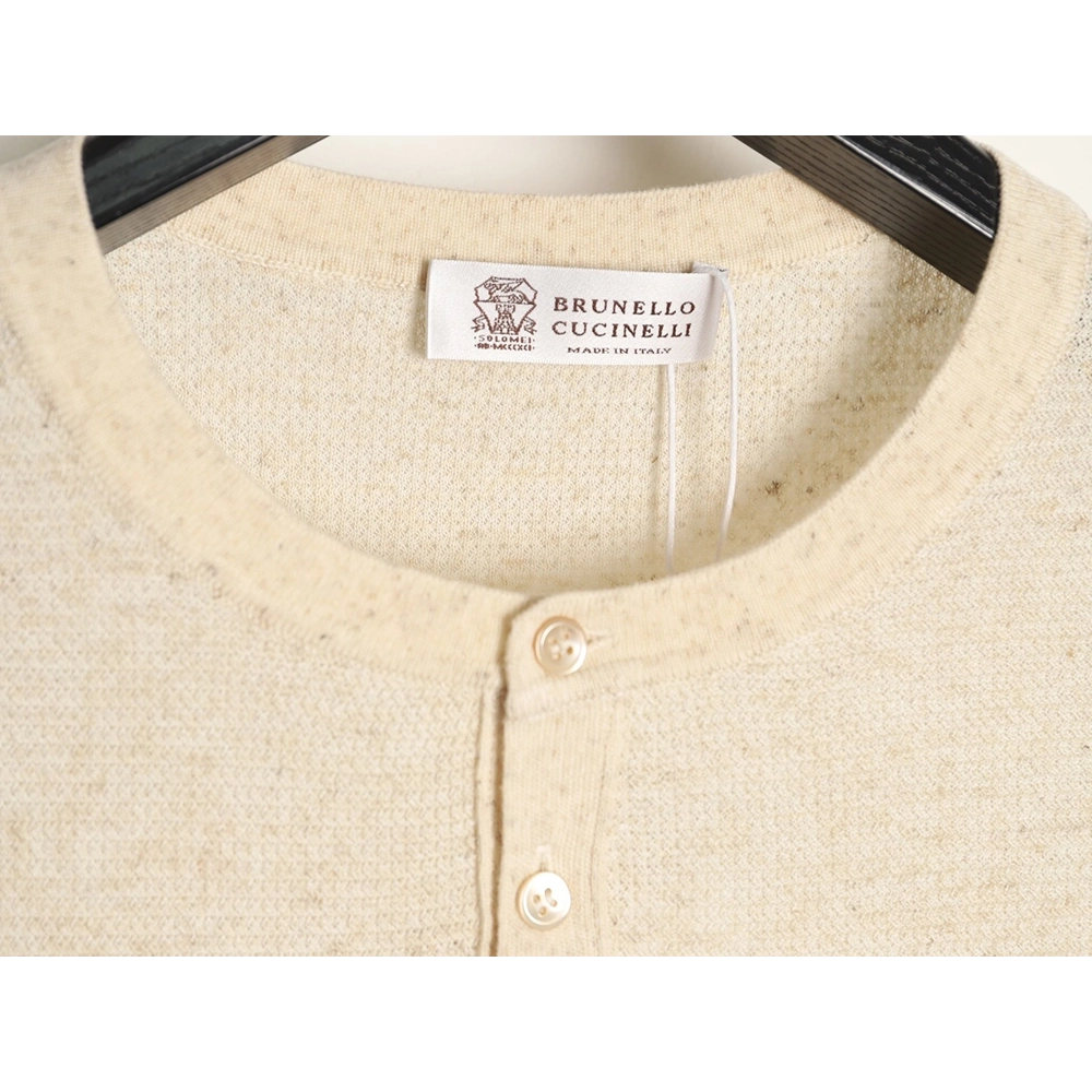 Brunello Cucinelli Henley Collar Knit Short Sleeve T-Shirt,Brunello Cucinelli