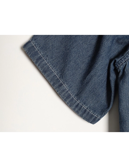 Celine Triomphe Embroidery Denim Short-Sleeve Shirt,ADIDAS