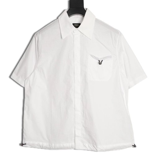 Fendi drawstring poplin short-sleeved shirt,Fendi