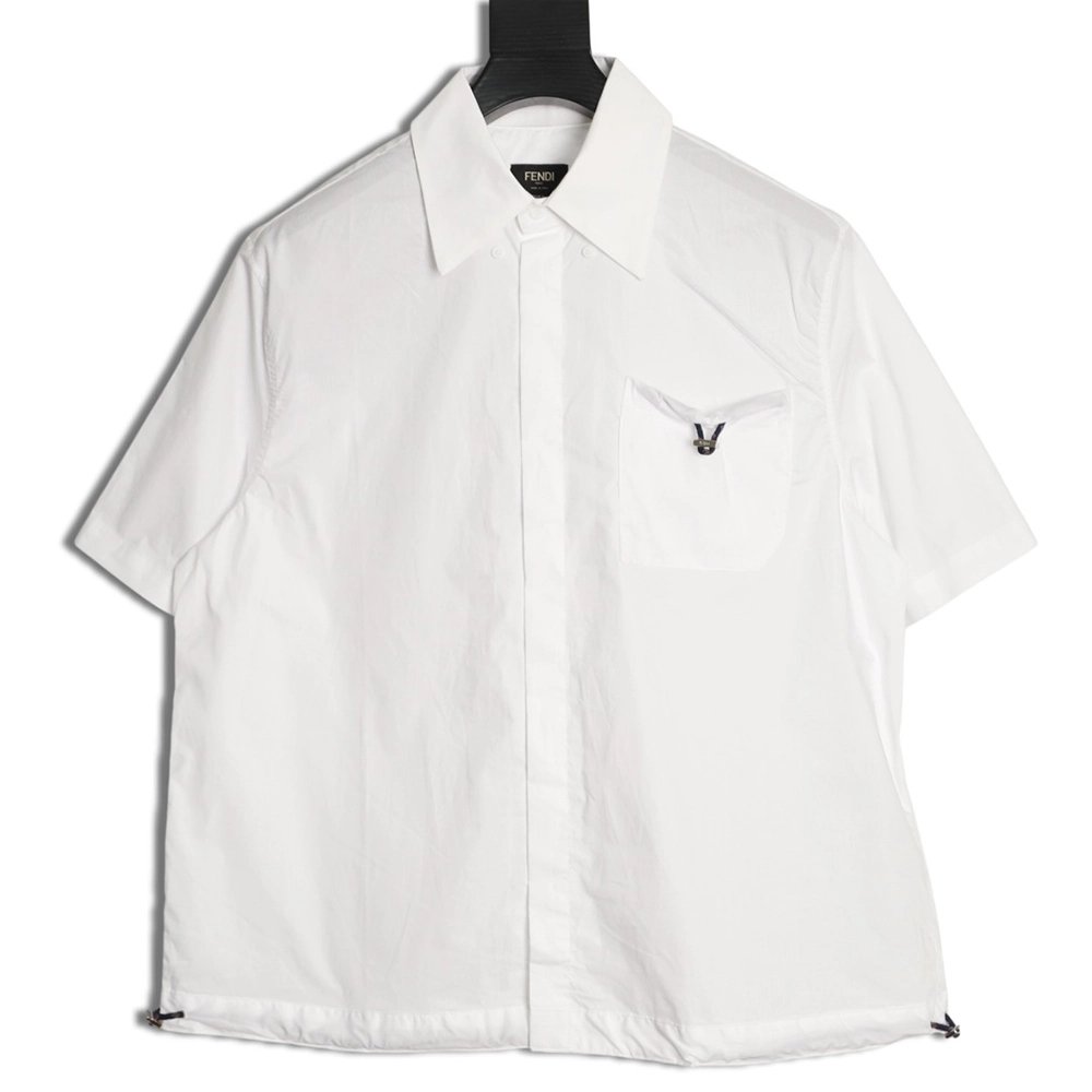 Fendi drawstring poplin short-sleeved shirt,Fendi