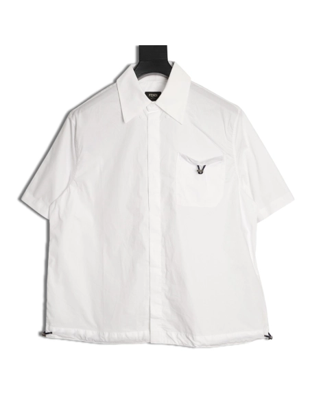 Fendi drawstring poplin short-sleeved shirt,Fendi